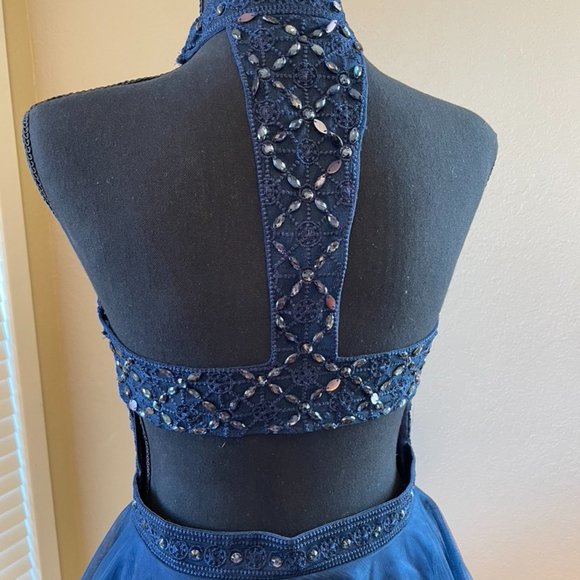 PROM / HOCO / Formal Dress • Navy • Halter / Beaded • Mini Fit & Flare • Medium - Picture 8 of 13